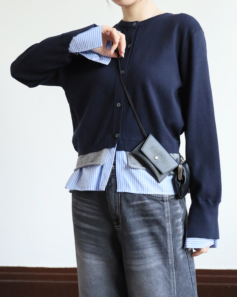 Stripe Shirt Layer Cardigan (2 color)