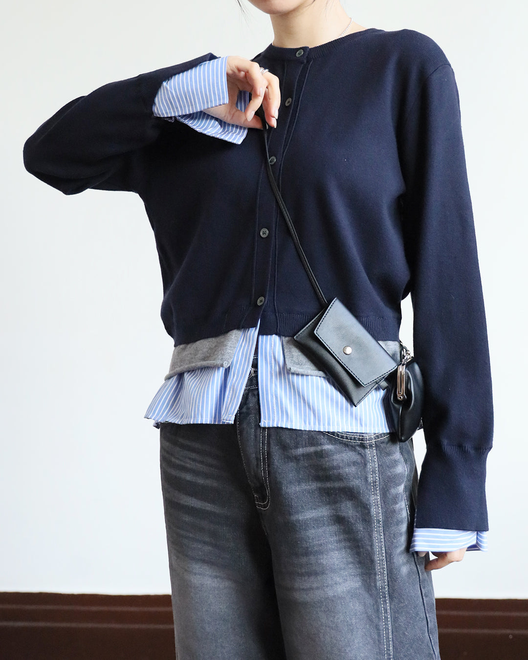 Stripe Shirt Layer Cardigan (2 color)