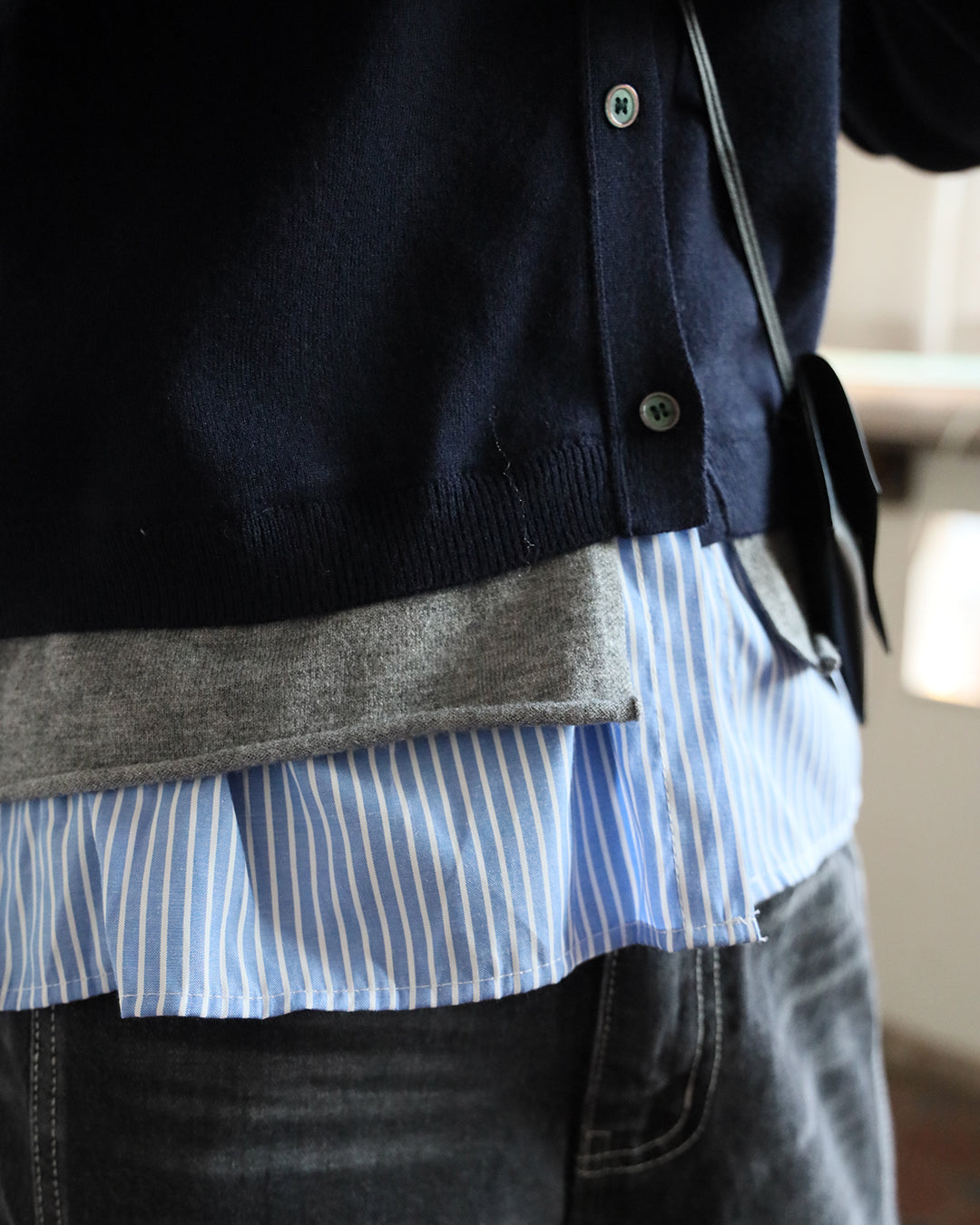 Stripe Shirt Layer Cardigan (2 color)