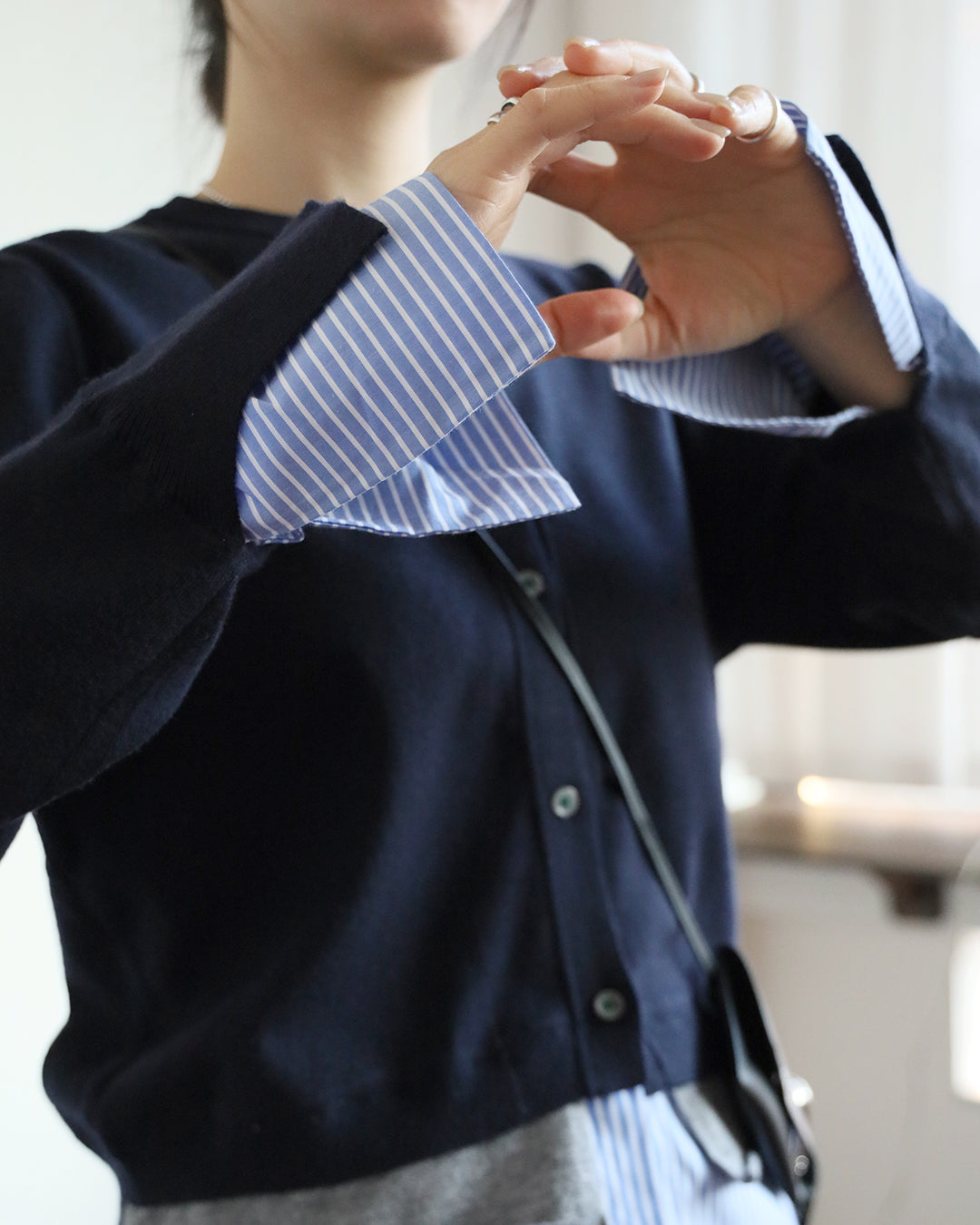 Stripe Shirt Layer Cardigan (2 color)