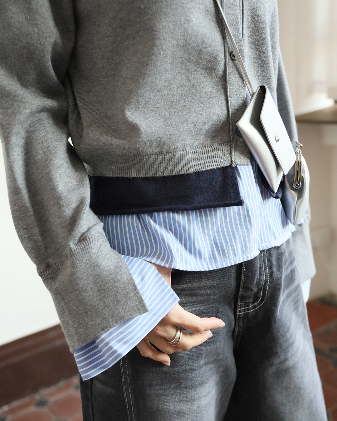 Stripe Shirt Layer Cardigan (2 color)