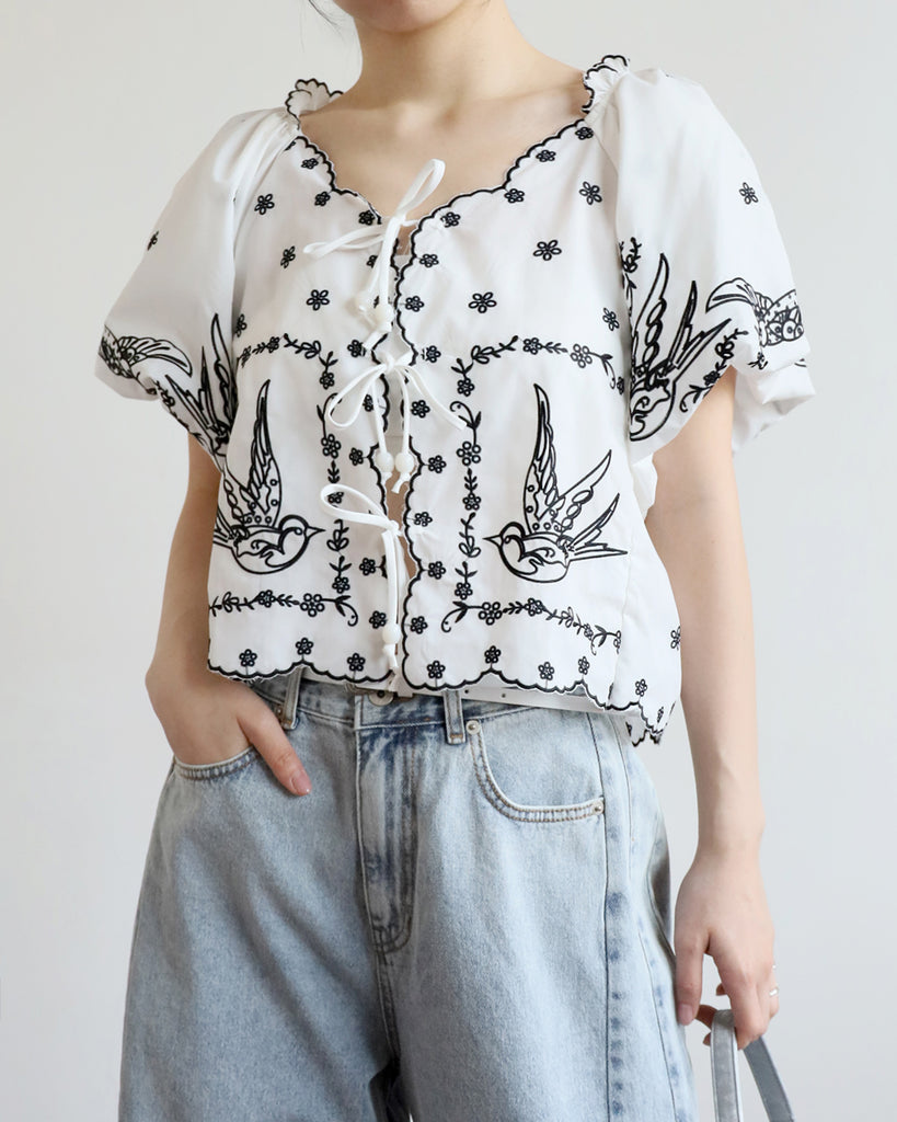 Embroidery Swallow Blouse