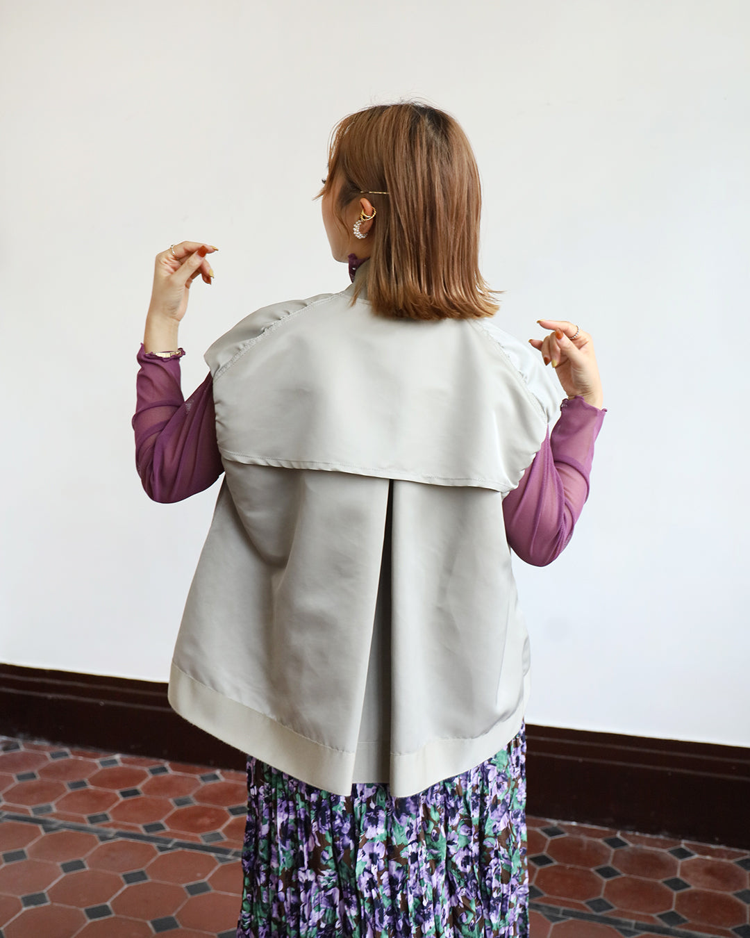 Pleated Back Bomber Vest (2 color)