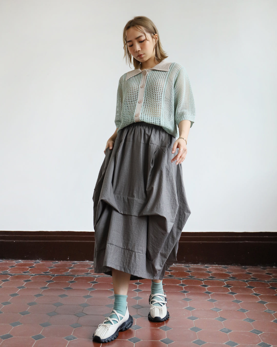 2-Tone Summer Knitted Top/ Outer