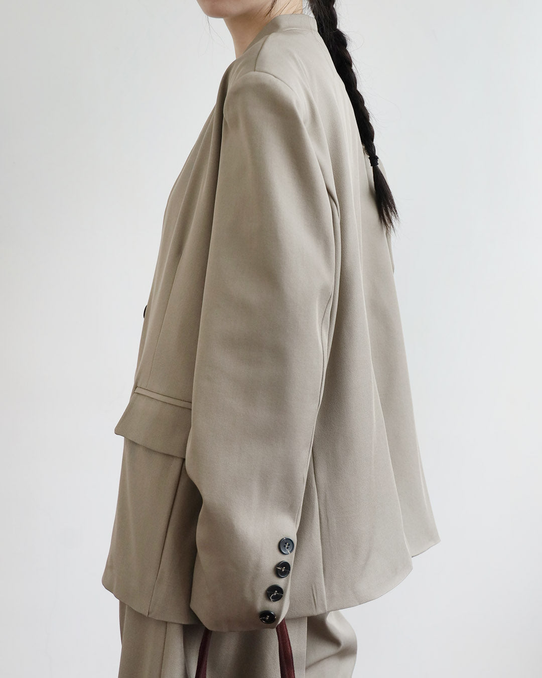 Collarless Blazer + Mid Length Shorts (set)