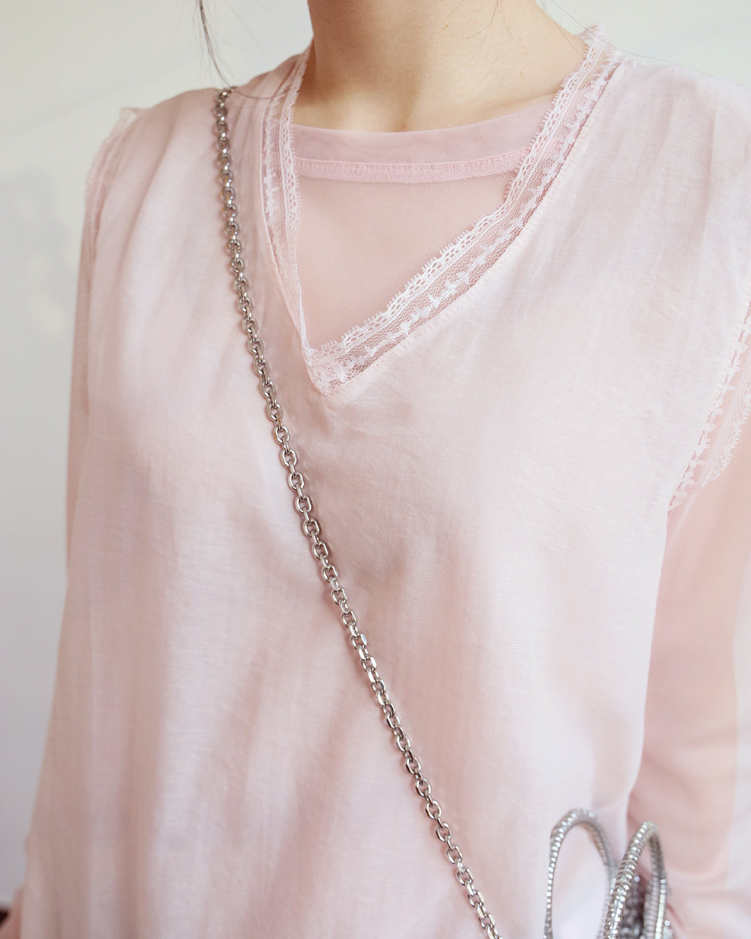Chiffon Lace Trim Vest