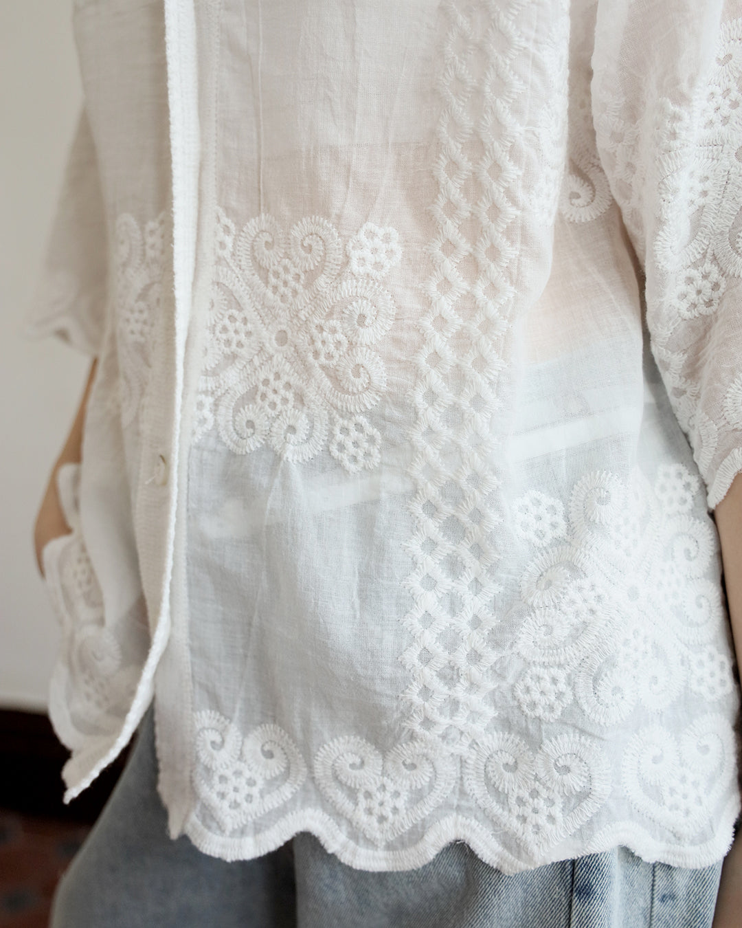 JAPAN "Button Through Embroidery Blouse"