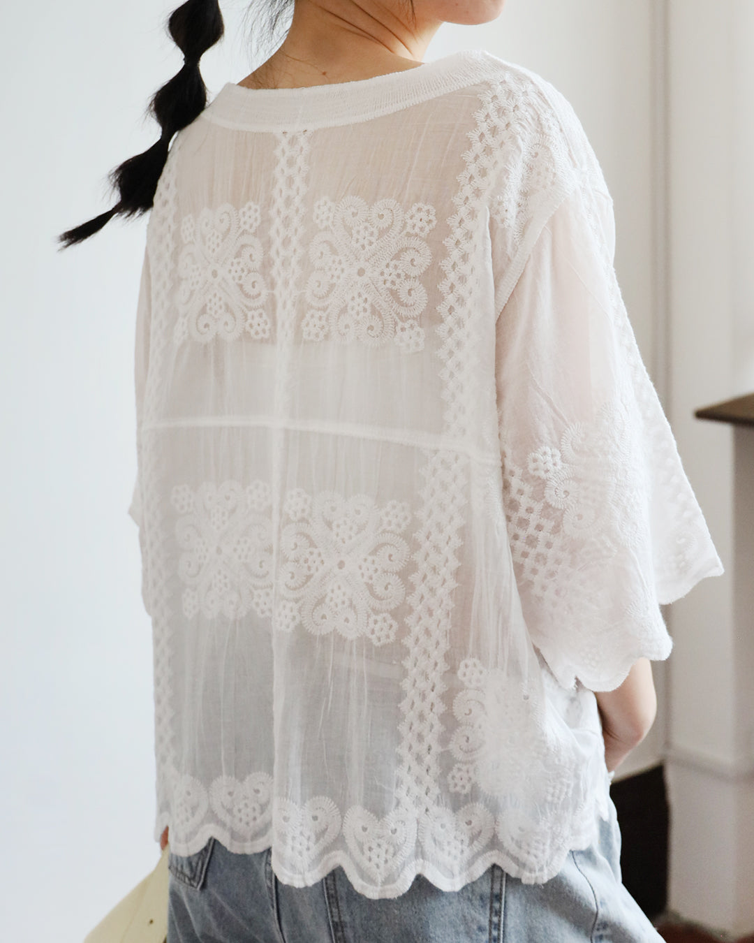 JAPAN "Button Through Embroidery Blouse"