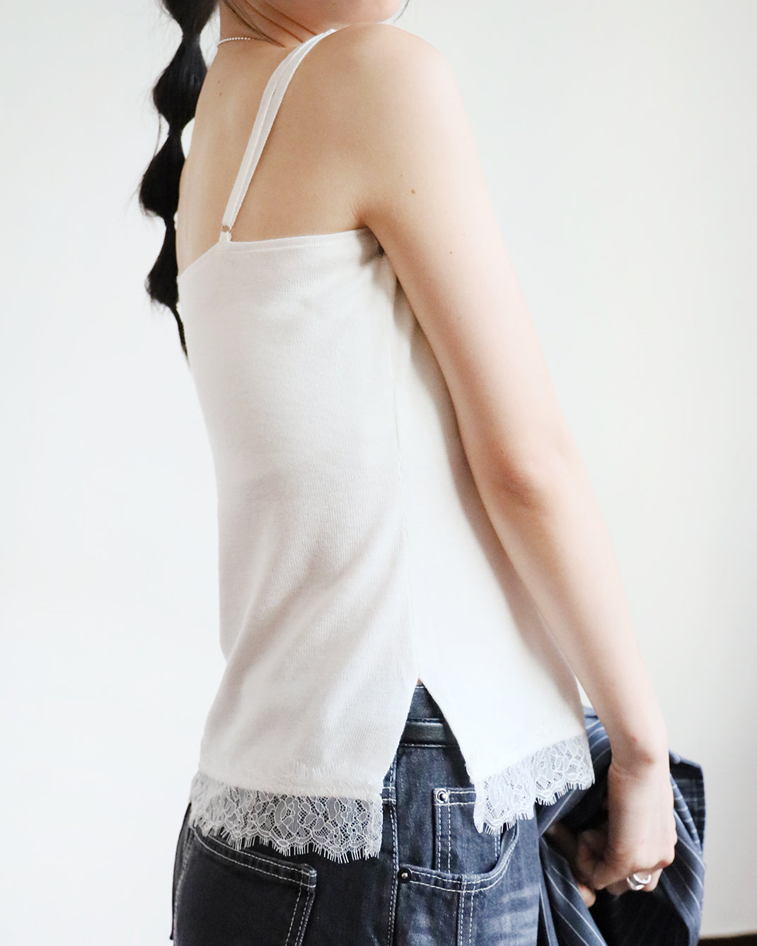 Lace Trim Knit Cami Top (2 Color)