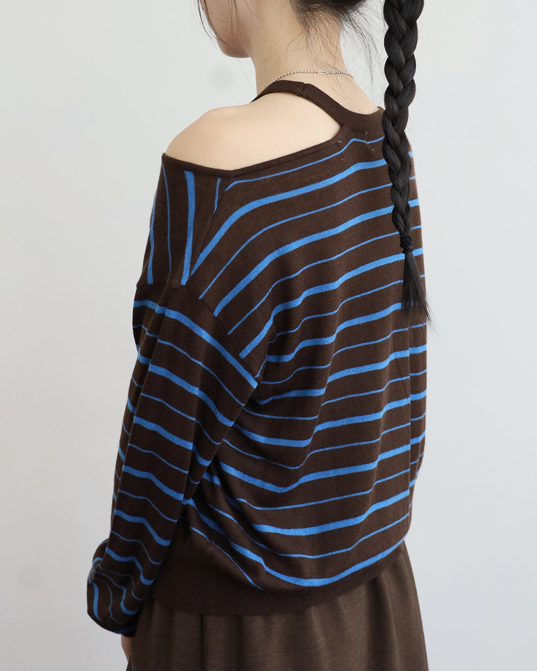 Cut Out Detail Striped Top