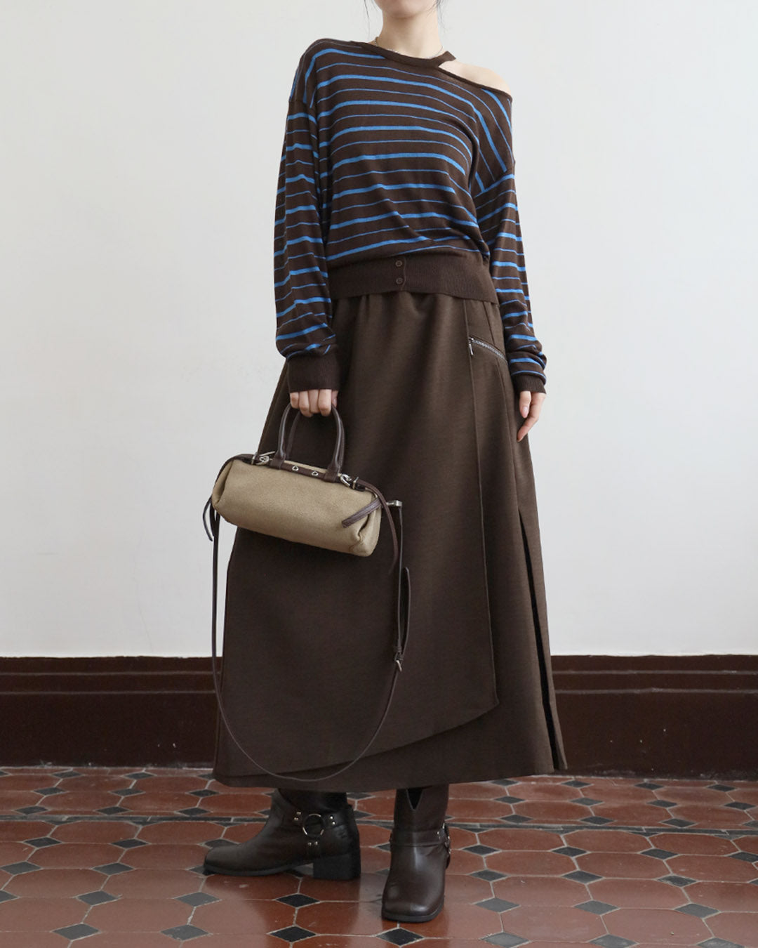 Cut Out Detail Striped Top