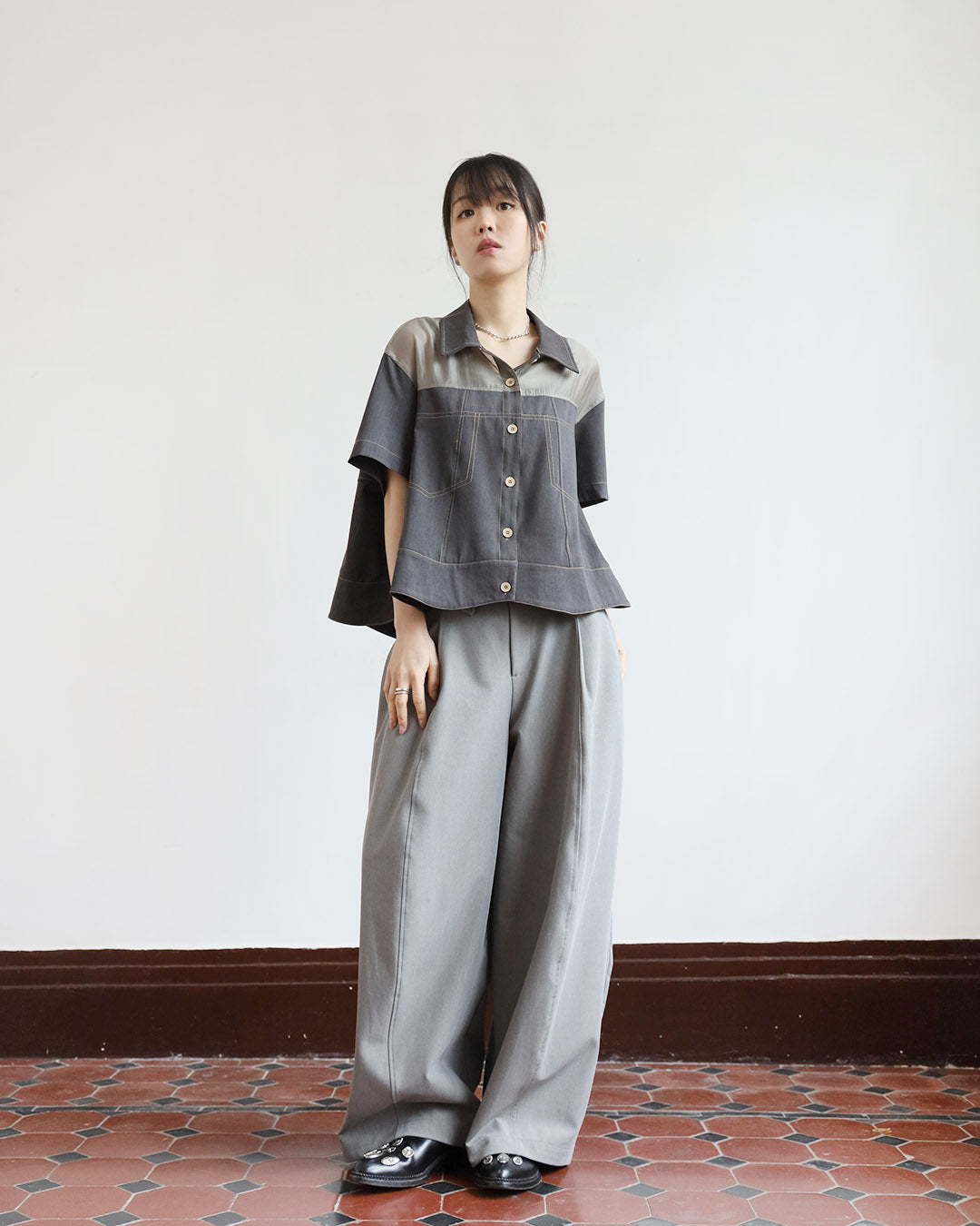 Mix Fabric Contrast Stitch Outer ( 3 Colos)