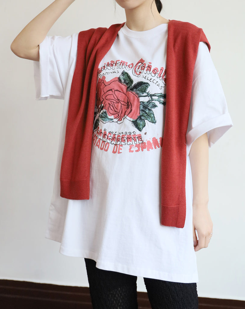 Rose Print Stitched Tee