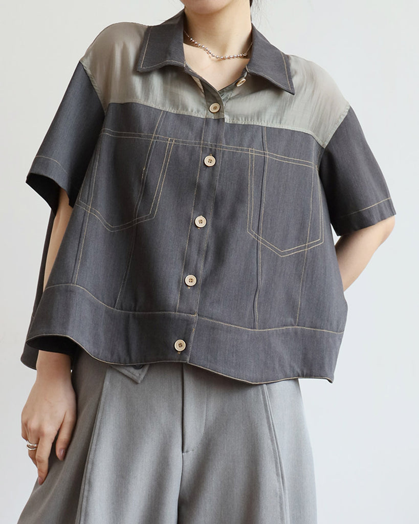Mix Fabric Contrast Stitch Outer ( 3 Colos)