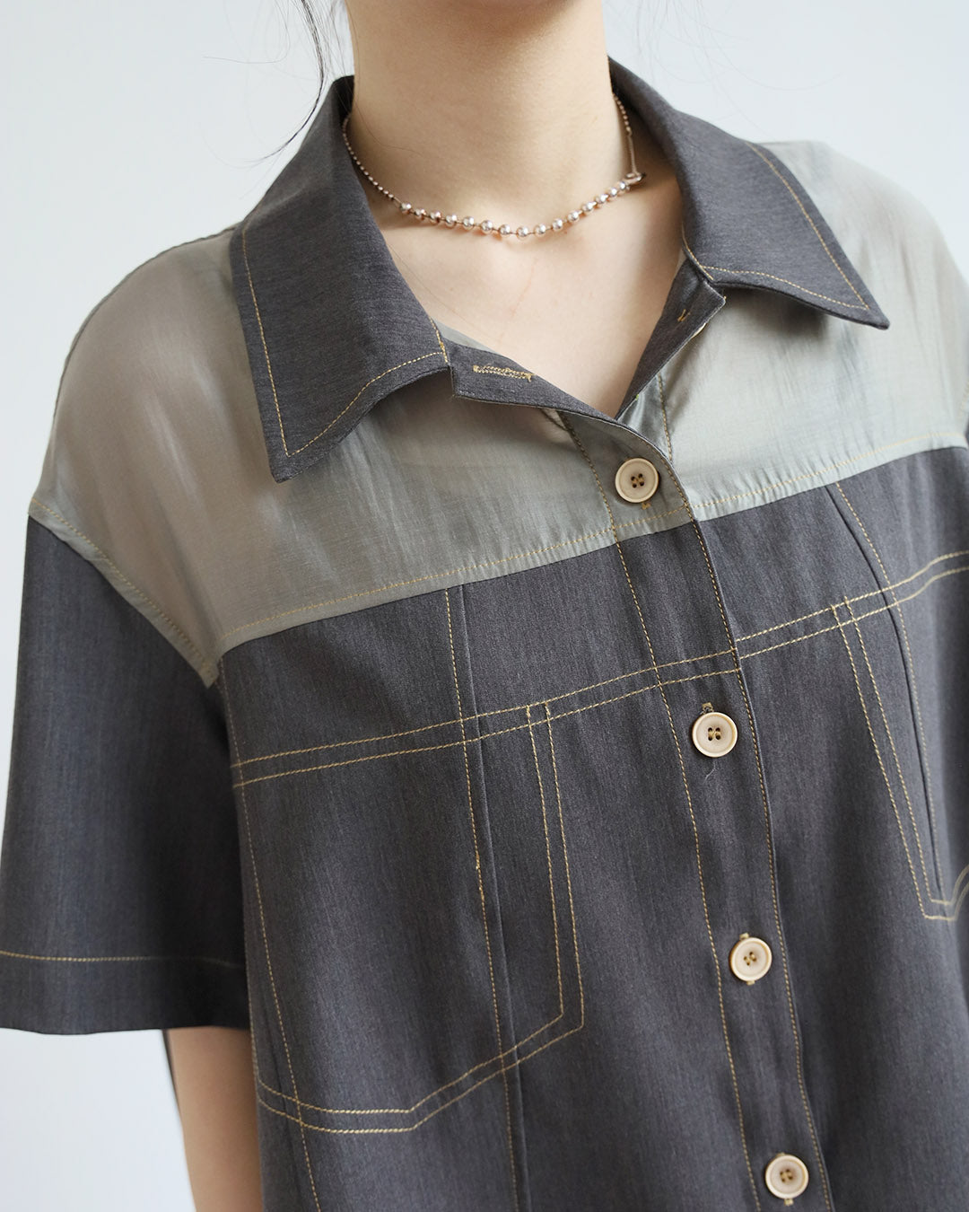 Mix Fabric Contrast Stitch Outer ( 3 Colos)