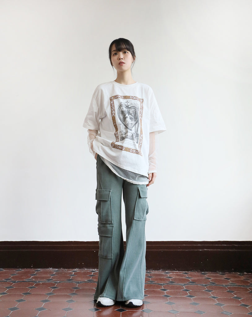 Cargo Flared Pants (2 color)
