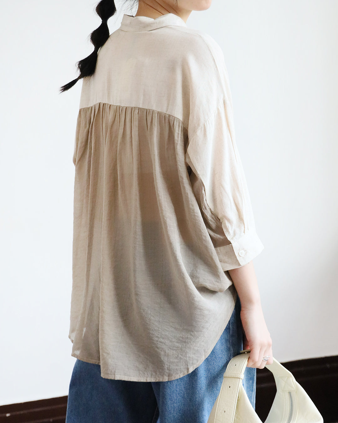 Mix Fabric Pinstriped Shirt