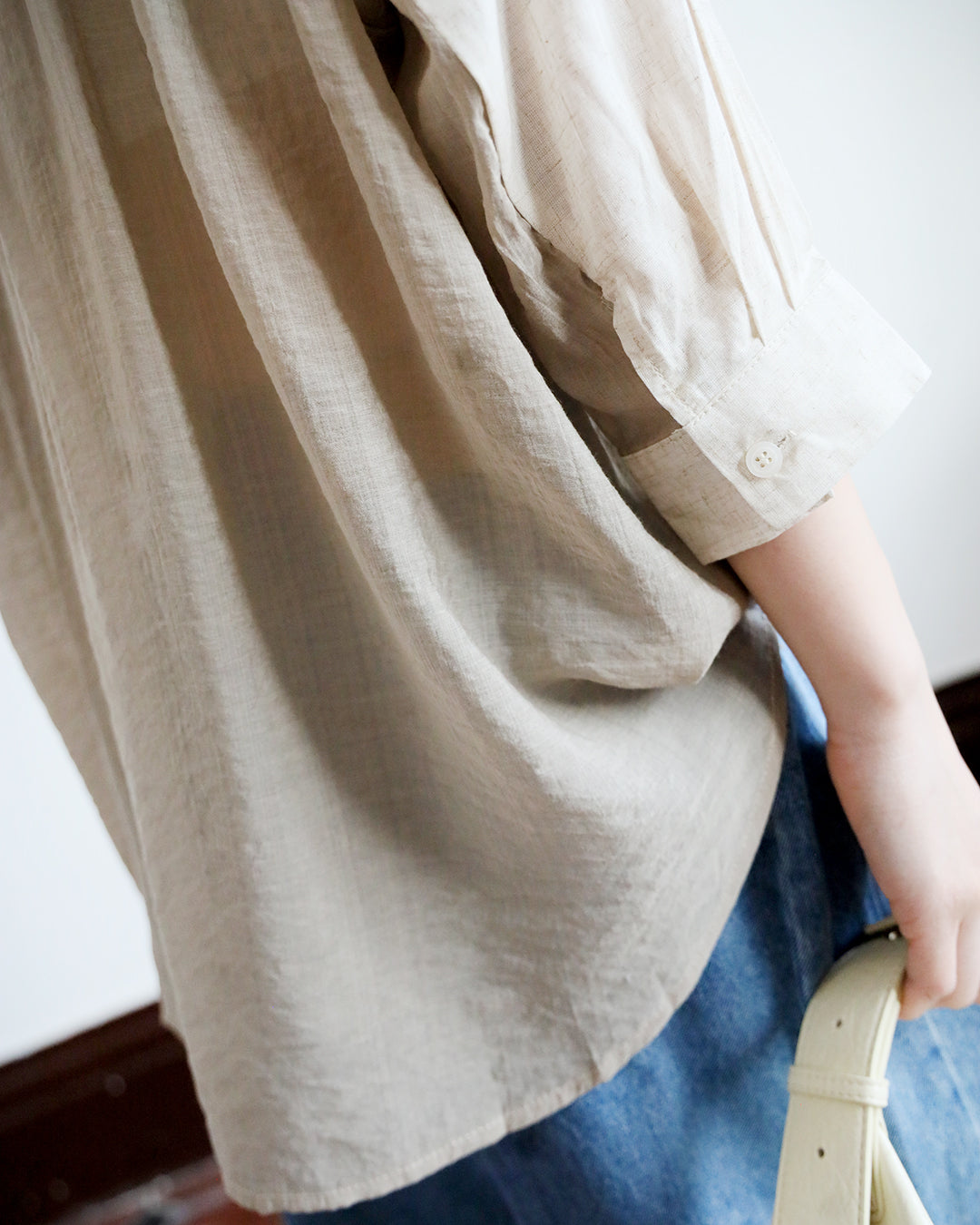 Mix Fabric Pinstriped Shirt