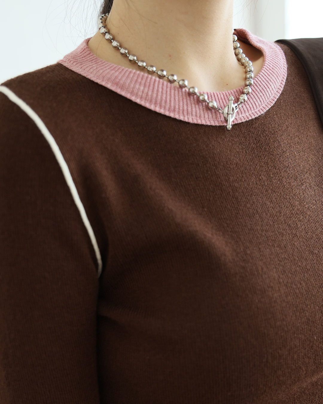 Contrast Collar Knit Top (4 color)