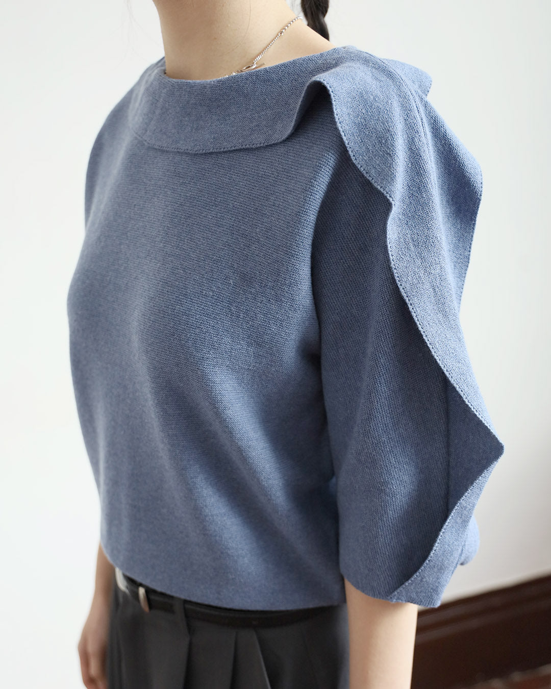 Fold Collar Knit Top