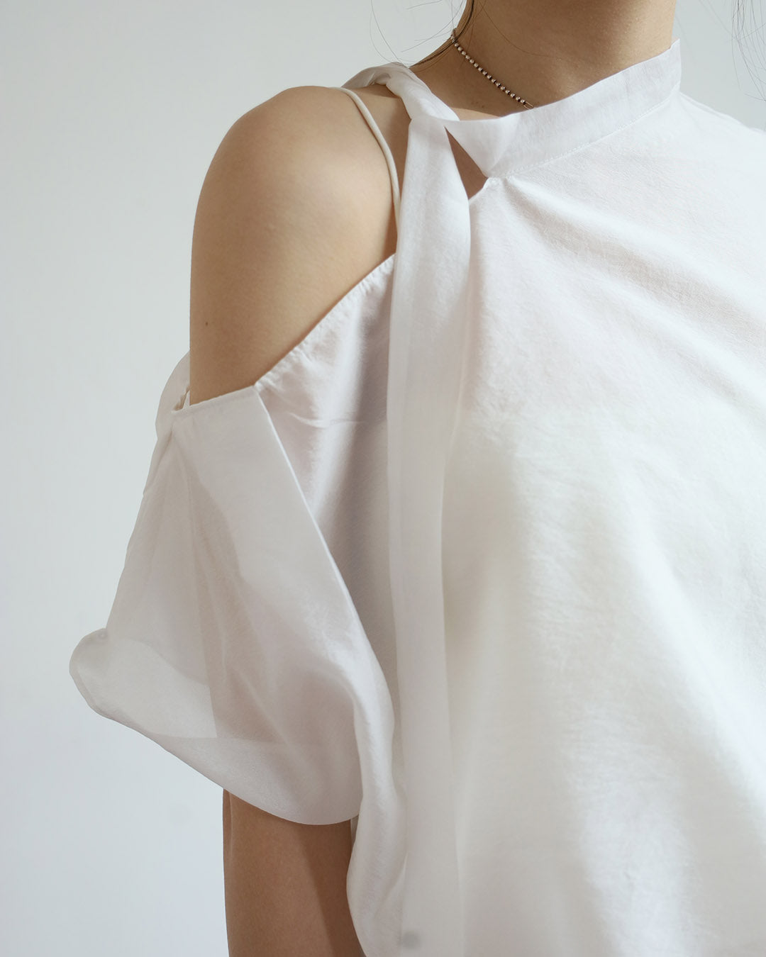 One Shoulder Tie Collar Top (2 colors)