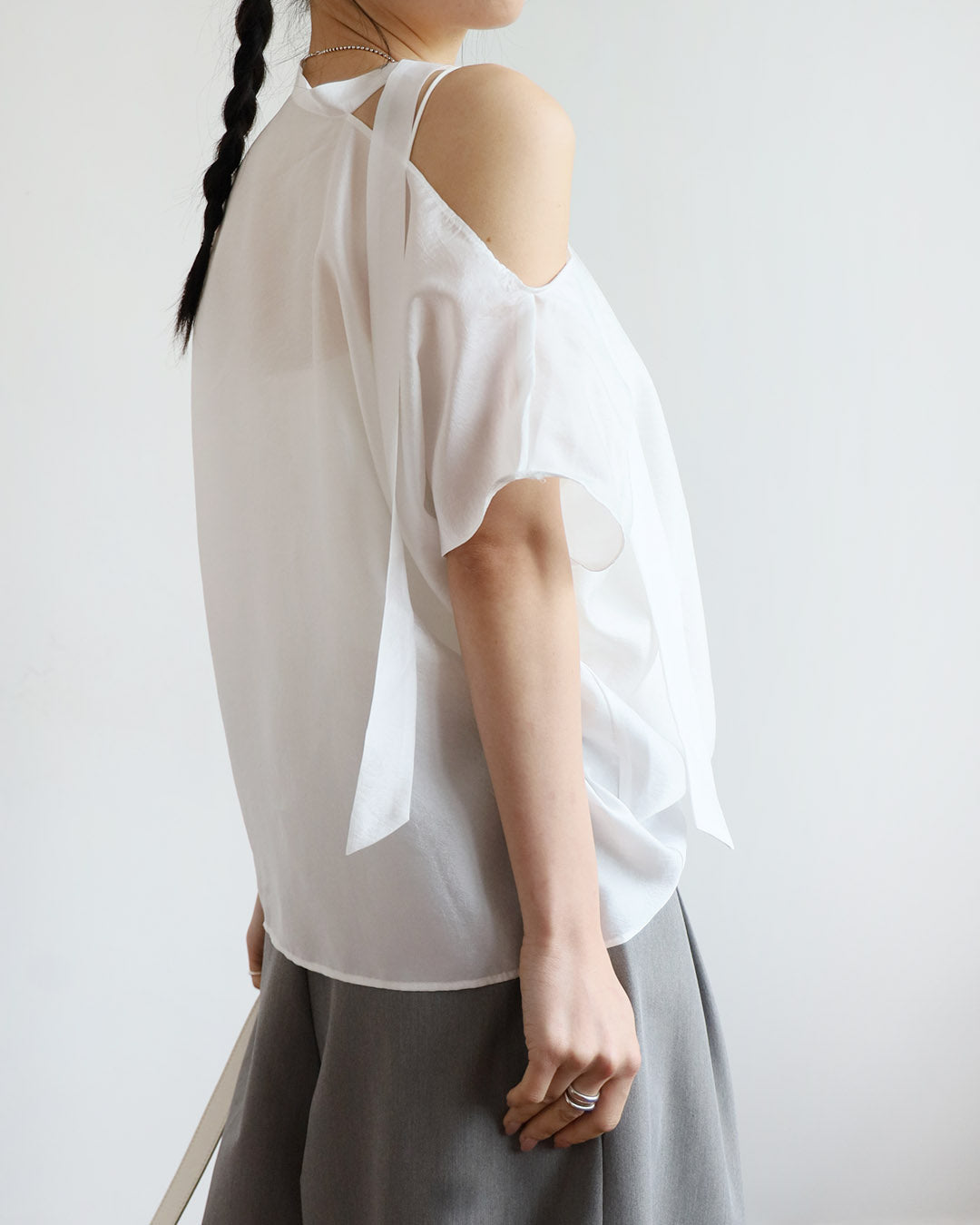 One Shoulder Tie Collar Top (2 colors)