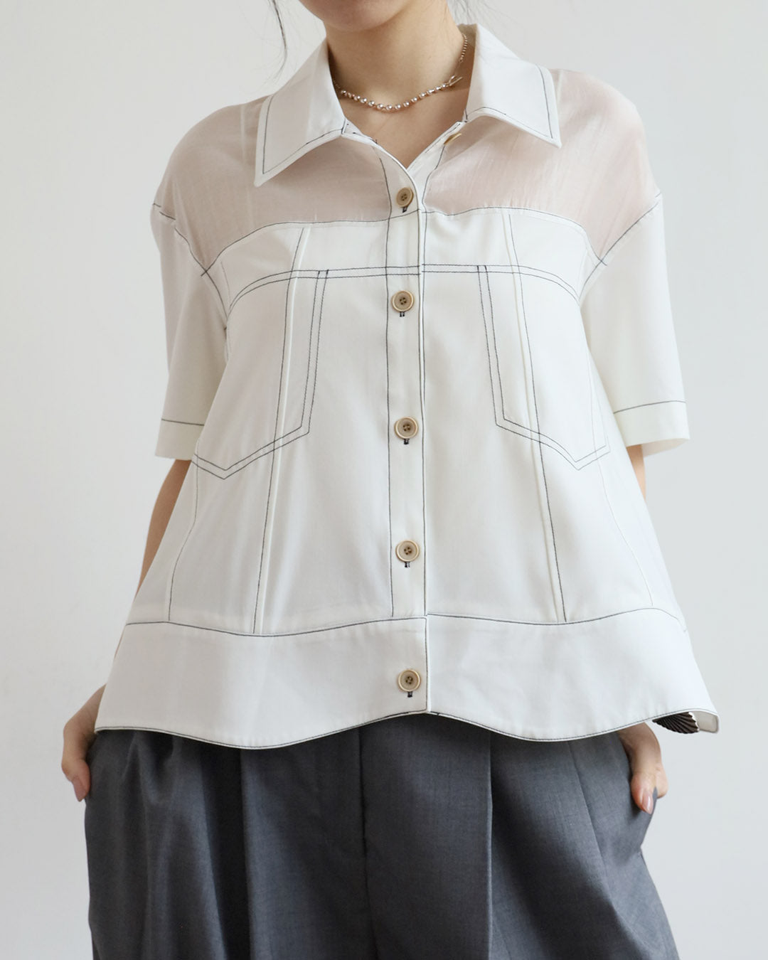Mix Fabric Contrast Stitch Outer ( 3 Colos)