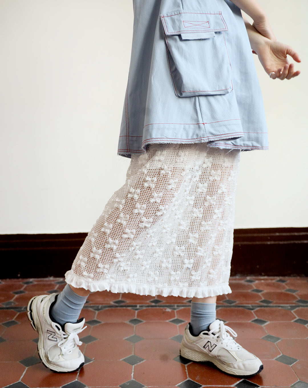 Texture Fabric Pencil Skirt (2 color)