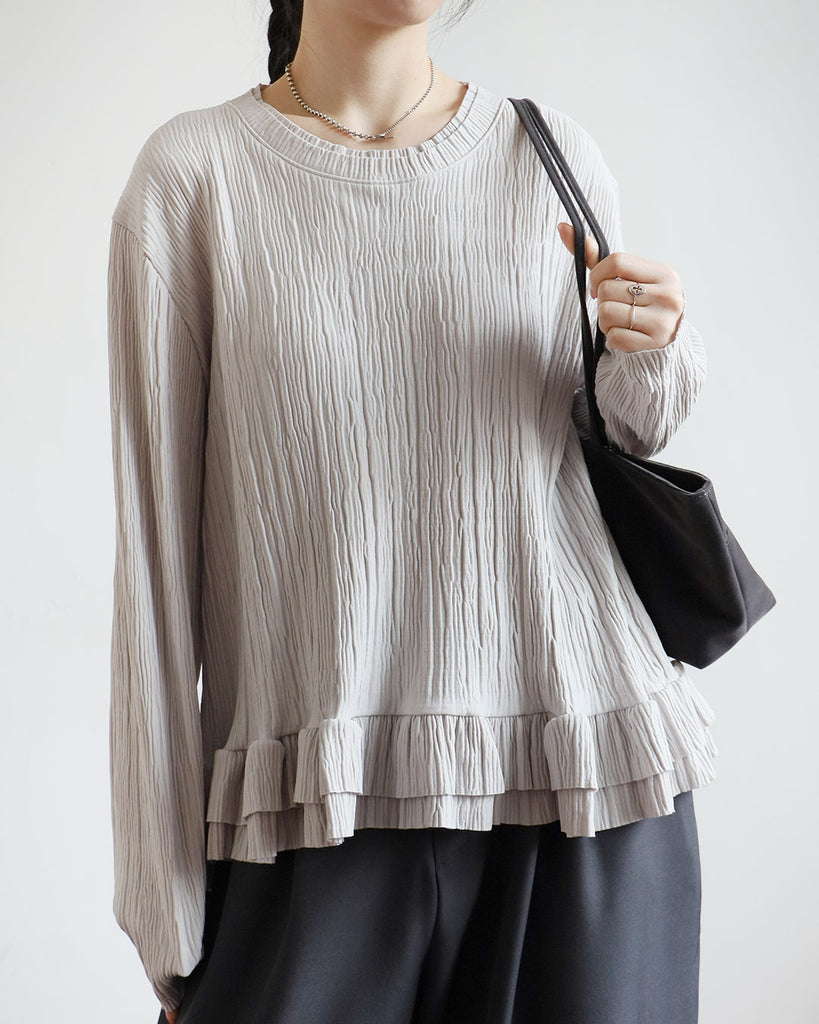 Ruffle Hem Pleated Top (2 Colors)