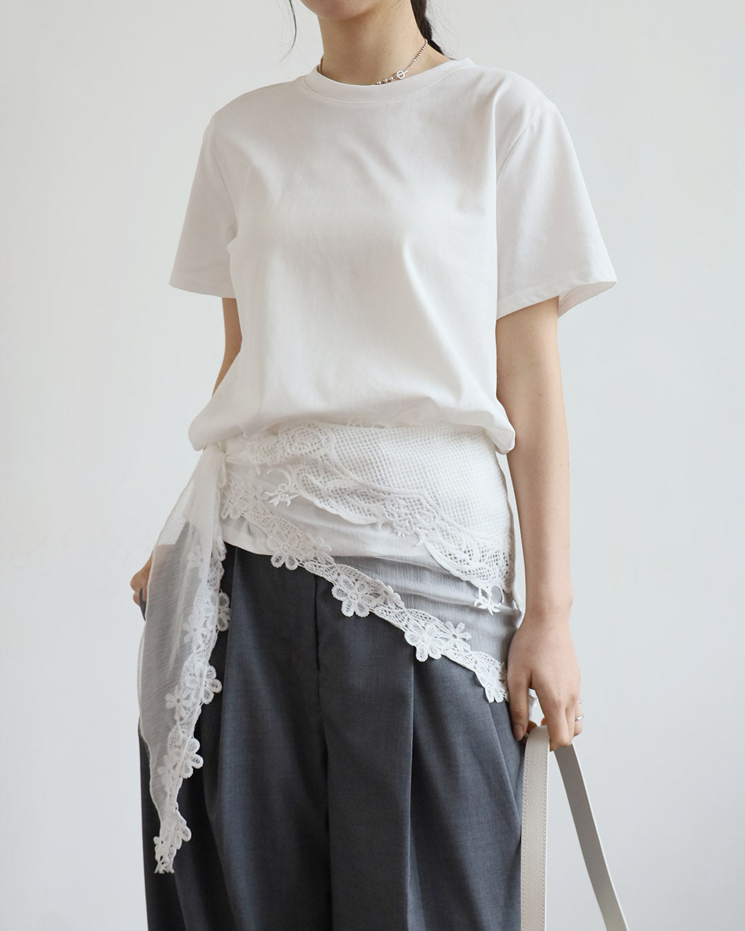 Basic Tee w/ Embroidery Scarf (3 Colors)