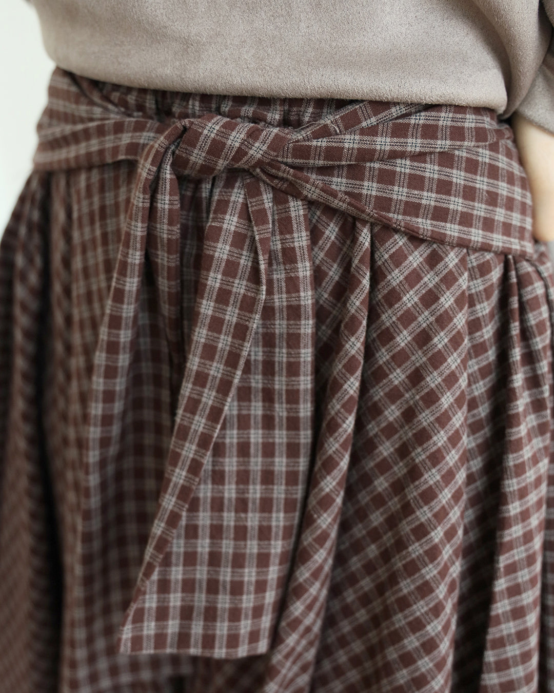 Tie Waist Checker Skirt (2 color)
