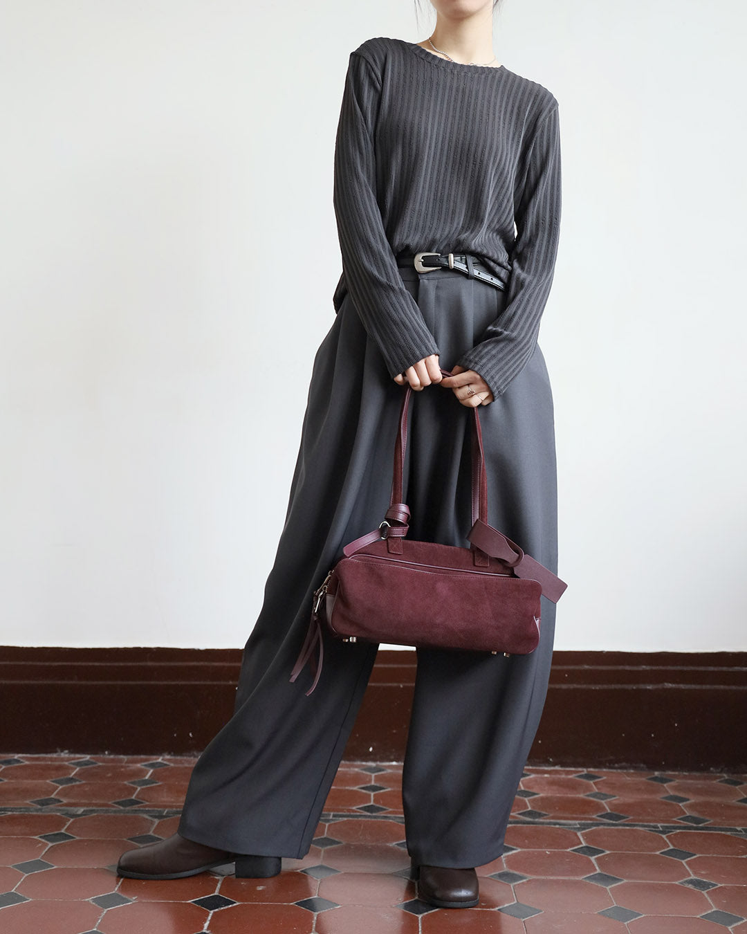 Suede Baguette Bag