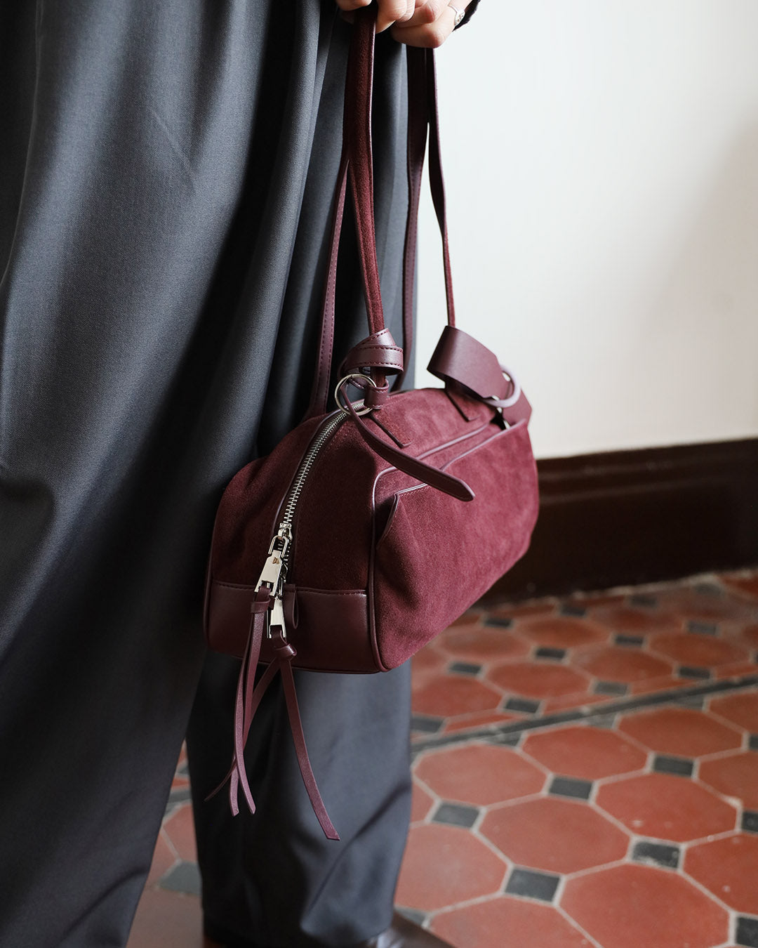Suede Baguette Bag