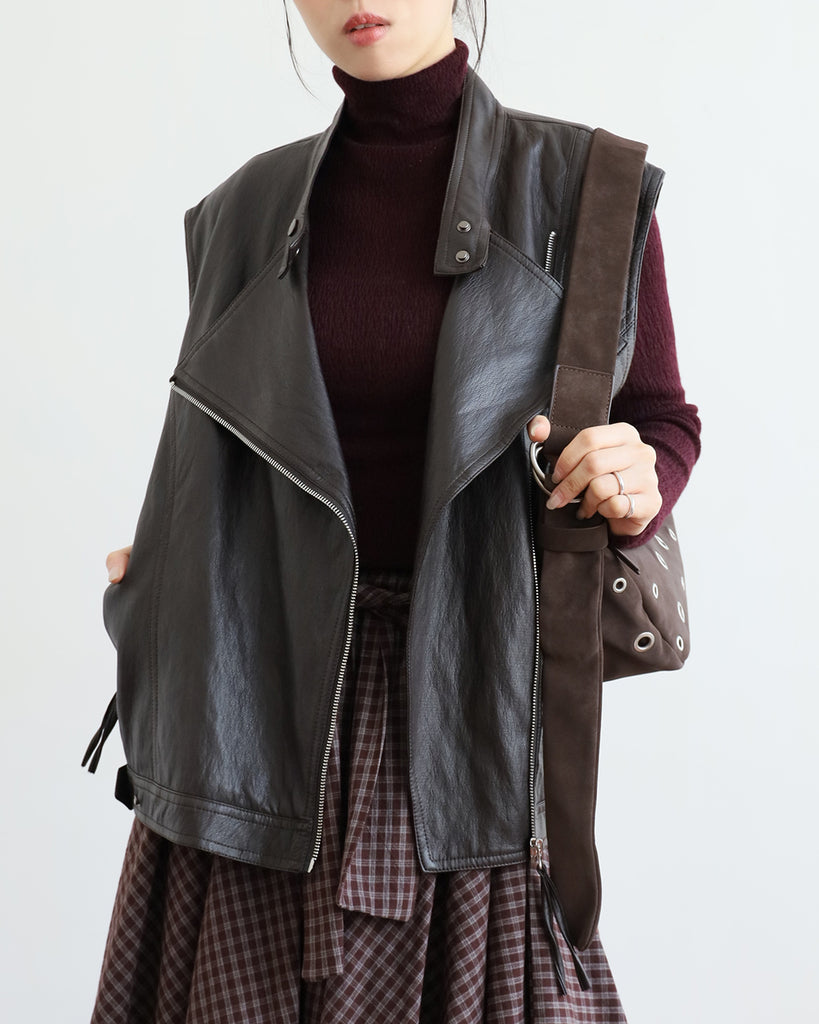 Faux Leather Biker Vest (3 color)