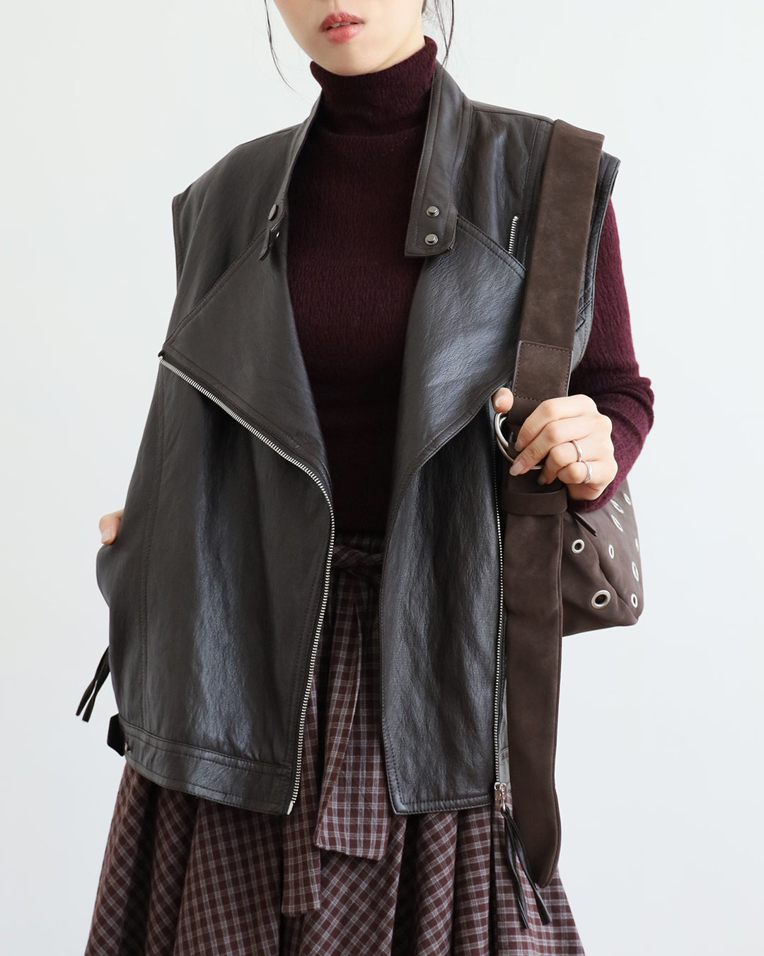 Faux Leather Biker Vest (3 color)