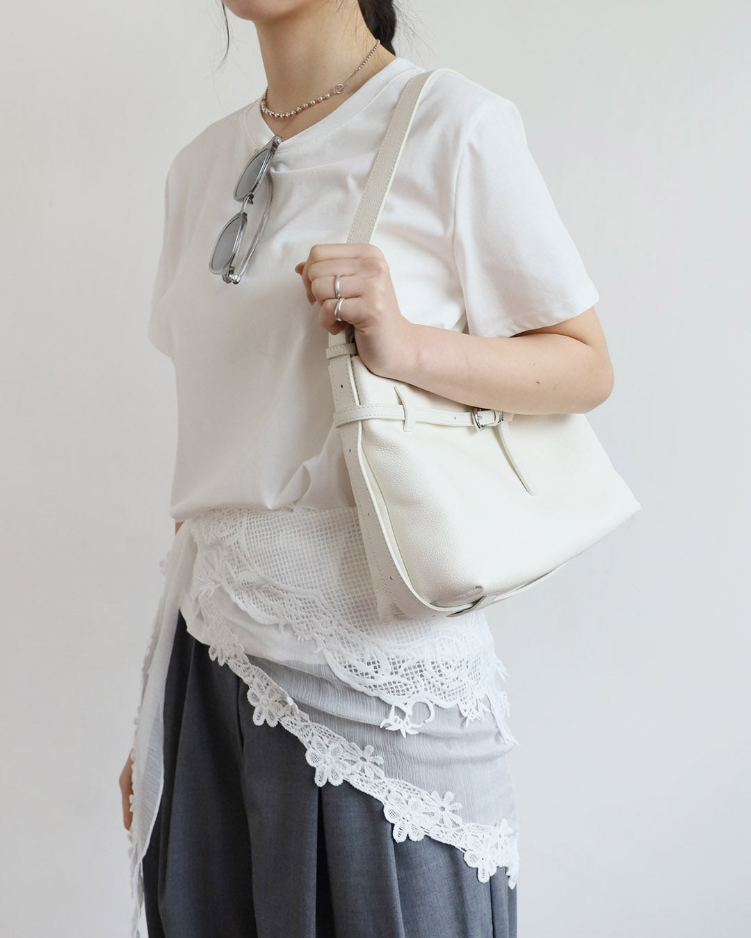 Basic Tee w/ Embroidery Scarf (3 Colors)