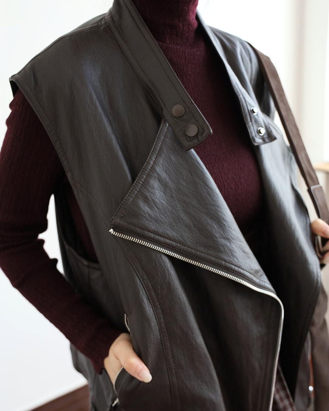 Faux Leather Biker Vest (3 color)