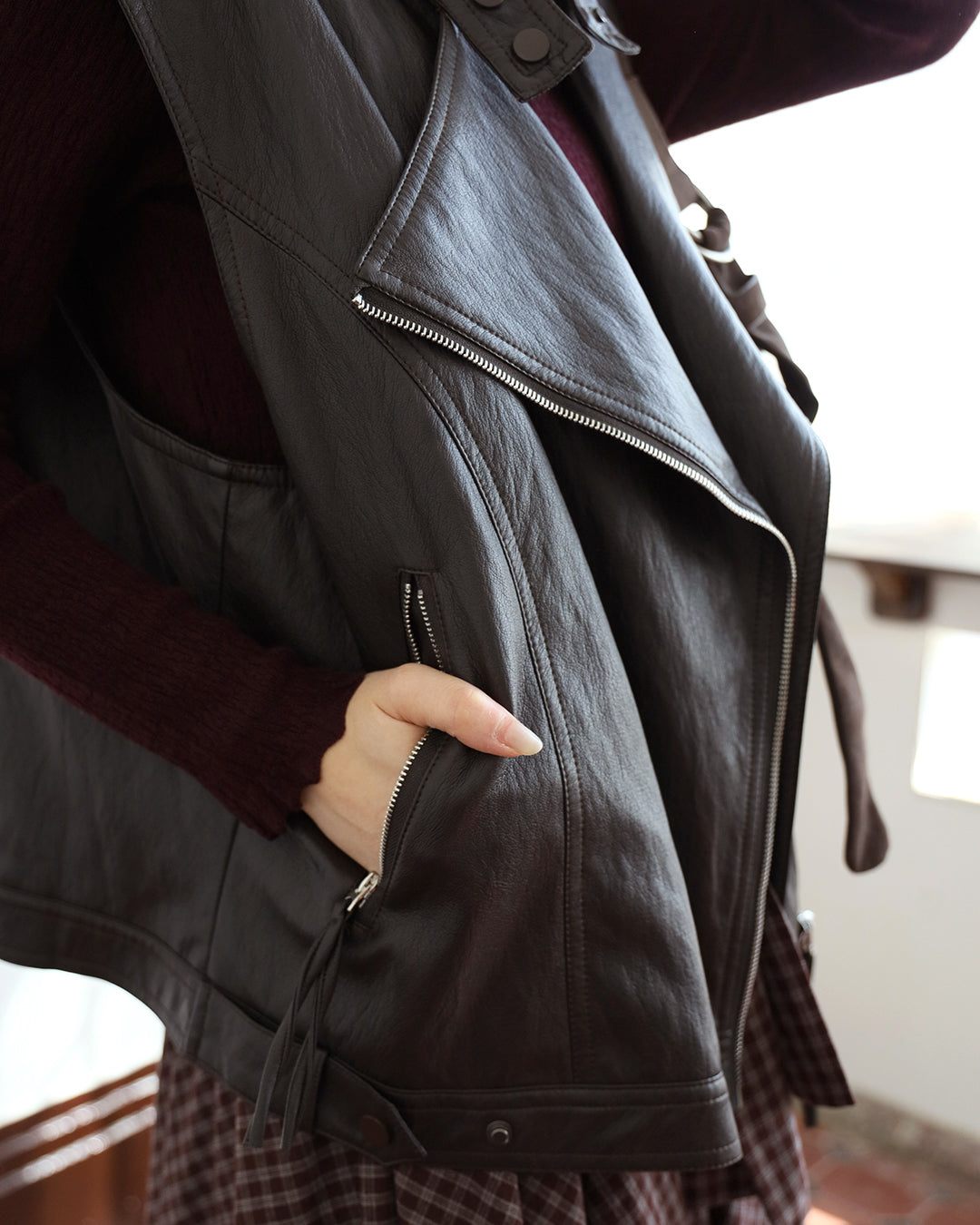 Faux Leather Biker Vest (3 color)