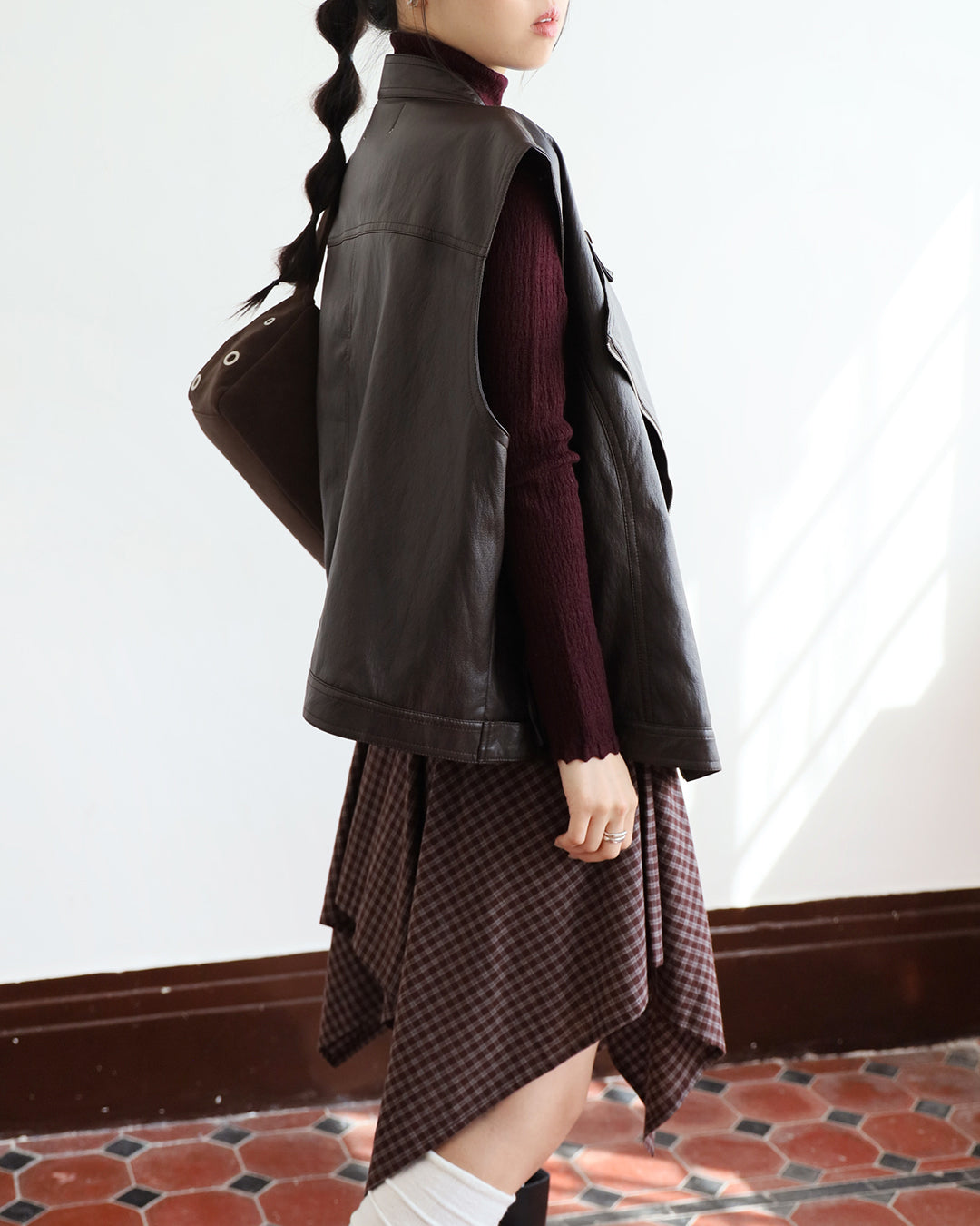 Faux Leather Biker Vest (3 color)