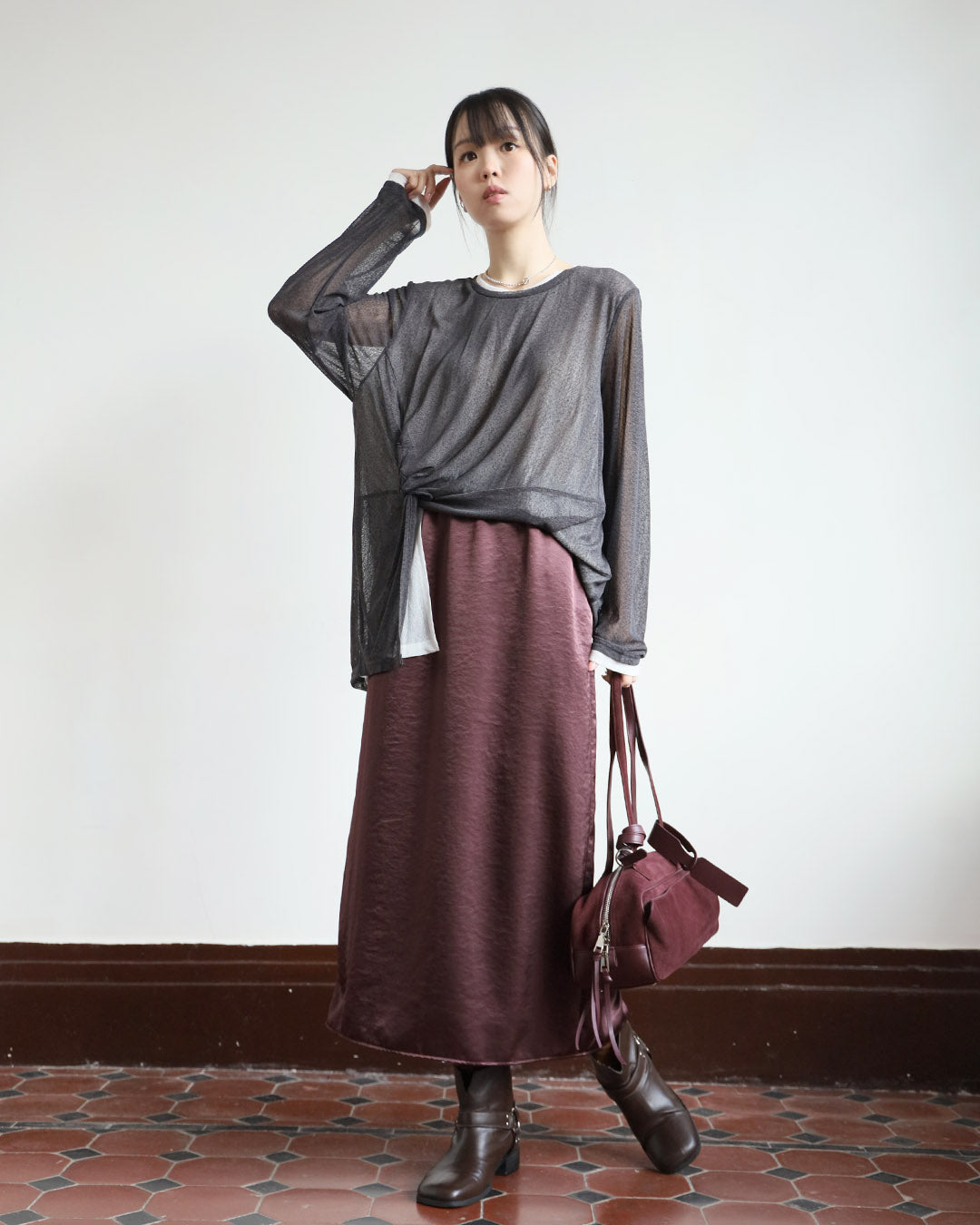 Silky Pencil Skirt (3 Colors)