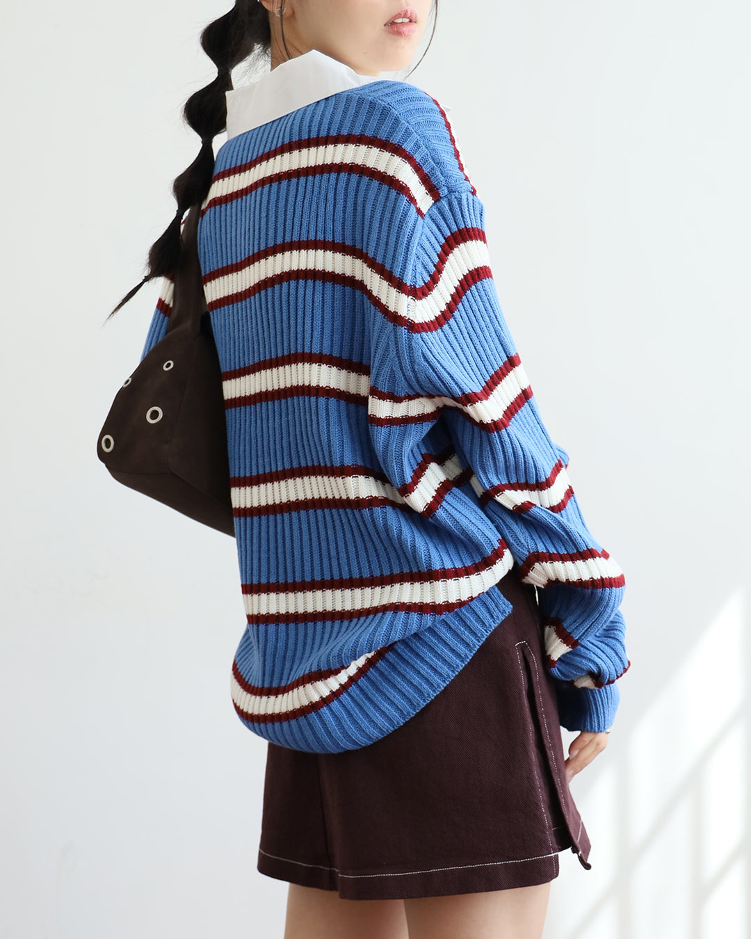 Striped Knit Polo Shirt (2 color)