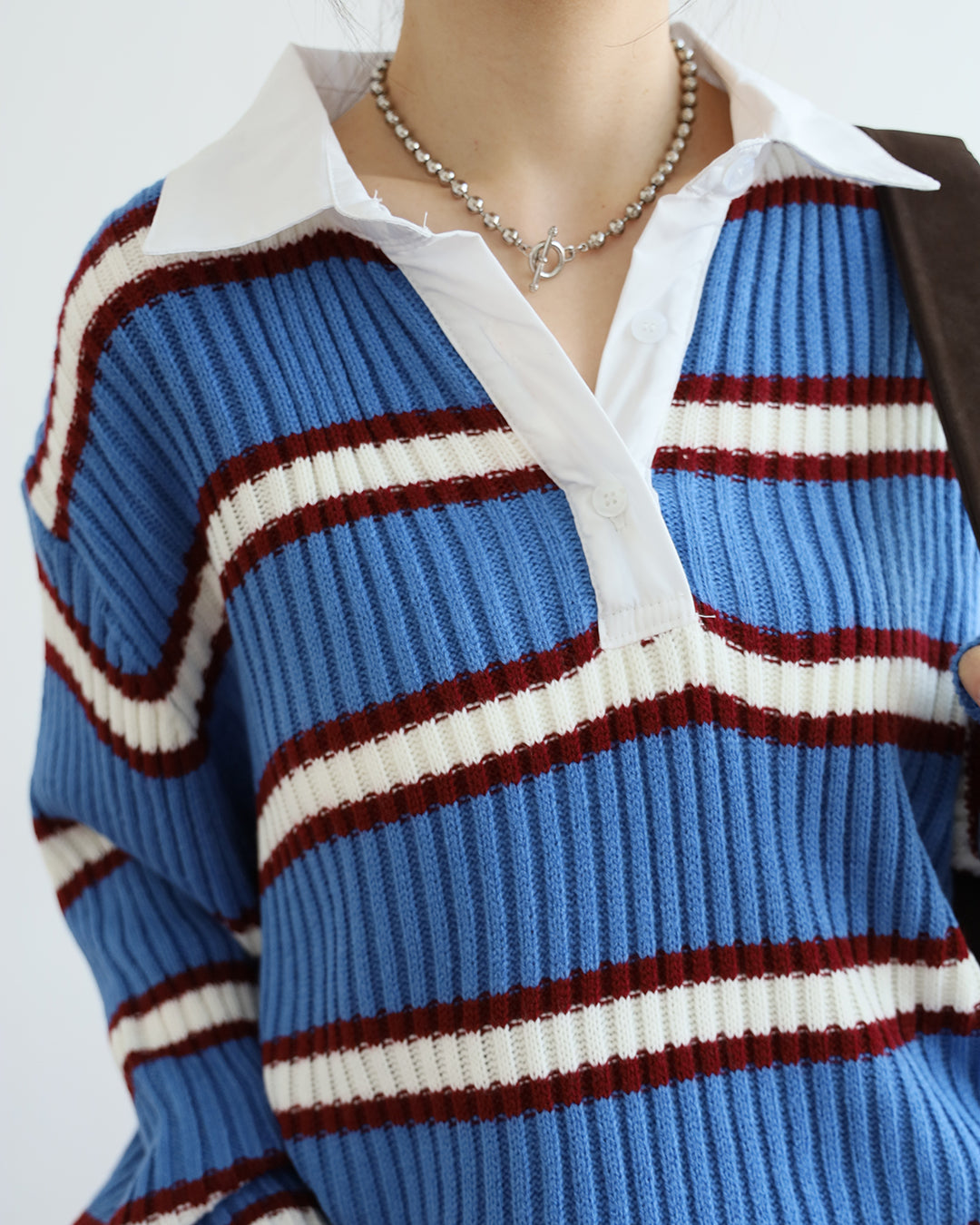 Striped Knit Polo Shirt (2 color)