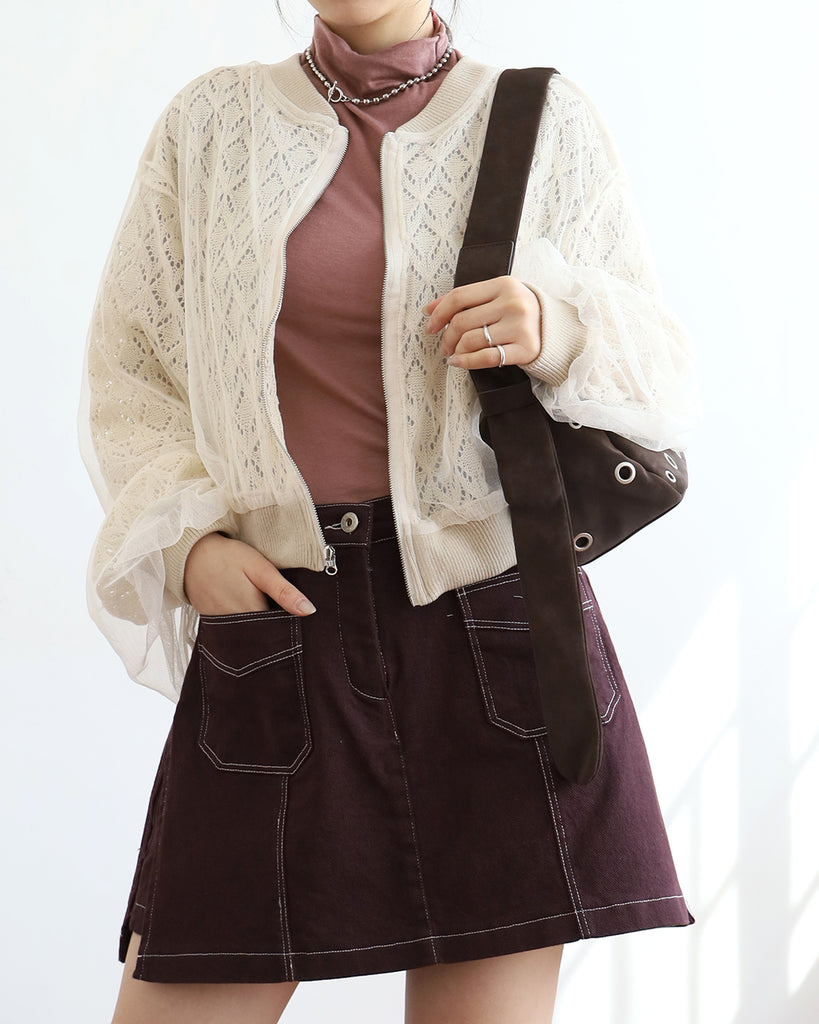 Reversible Mesh Layer Crochet Jacket (2 color)