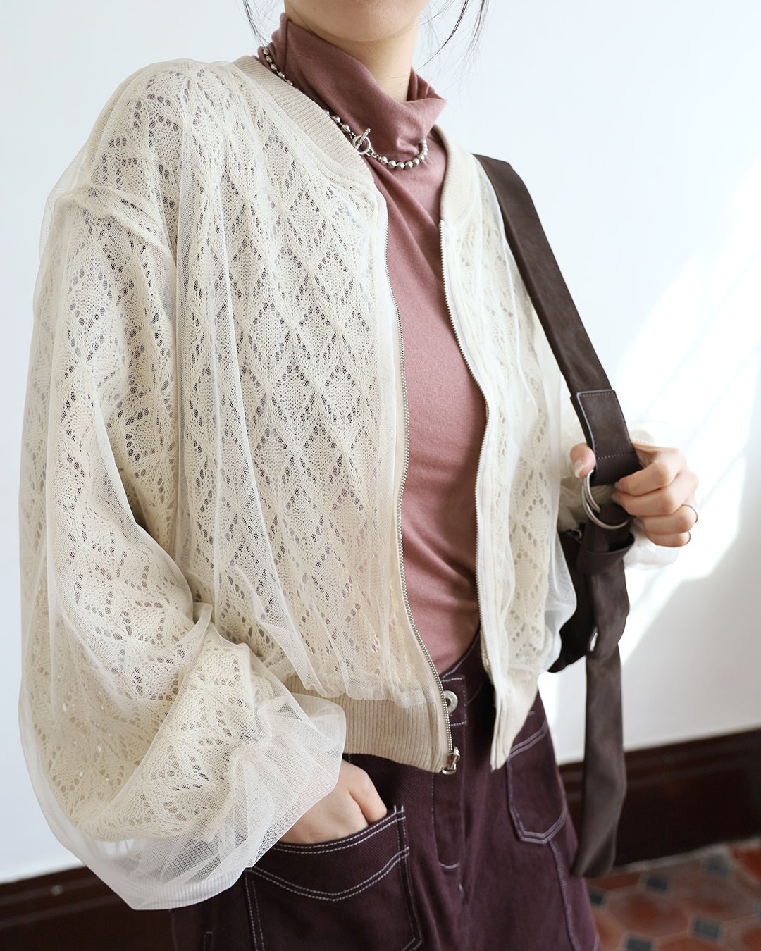 Reversible Mesh Layer Crochet Jacket (2 color)