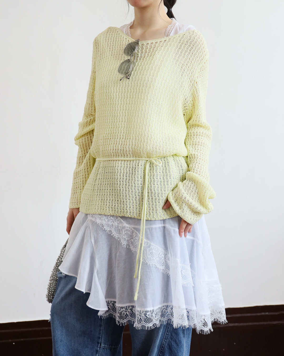 Chiffon Lace Trim Vest