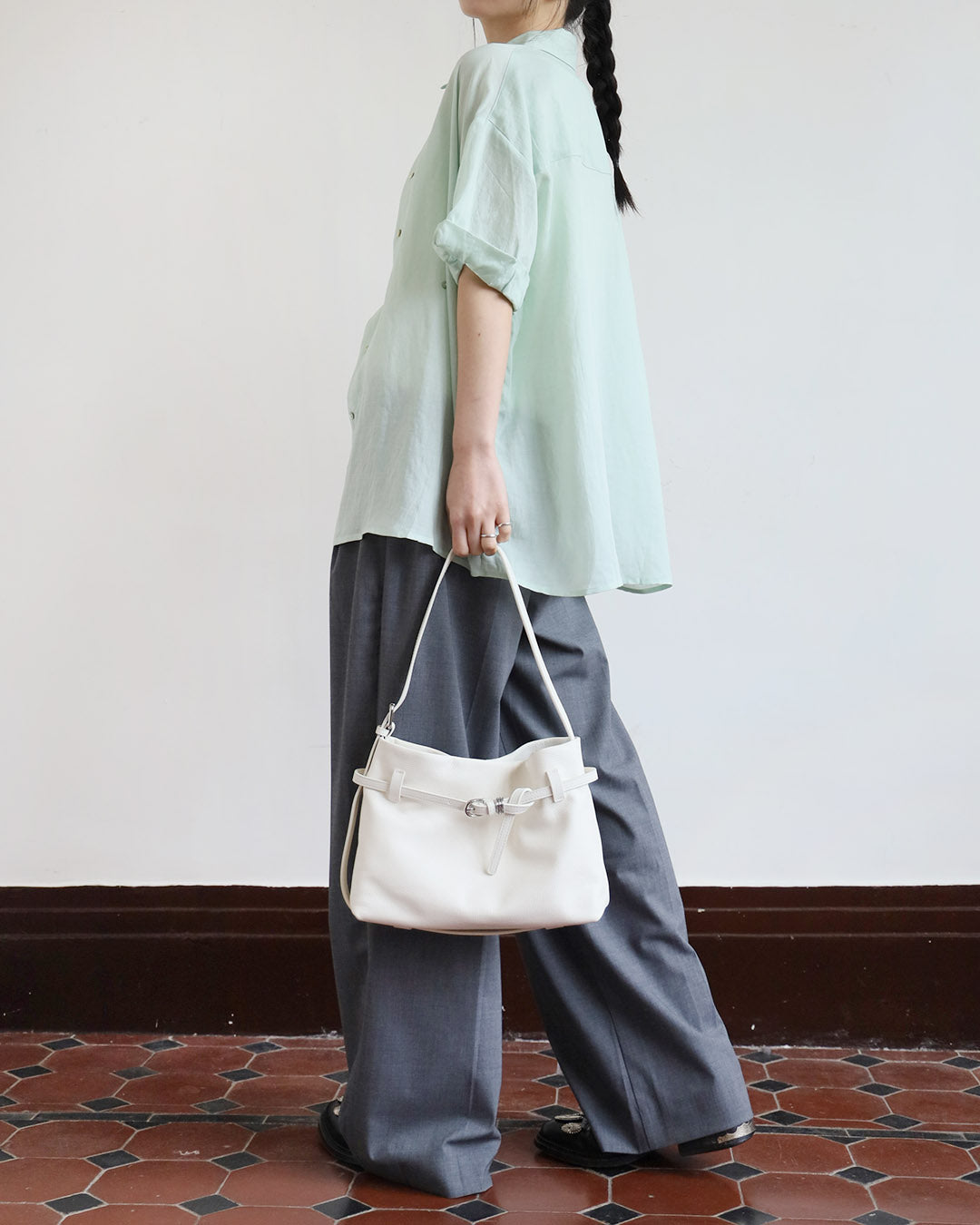 *Buckle Leather Bag (2 colors)