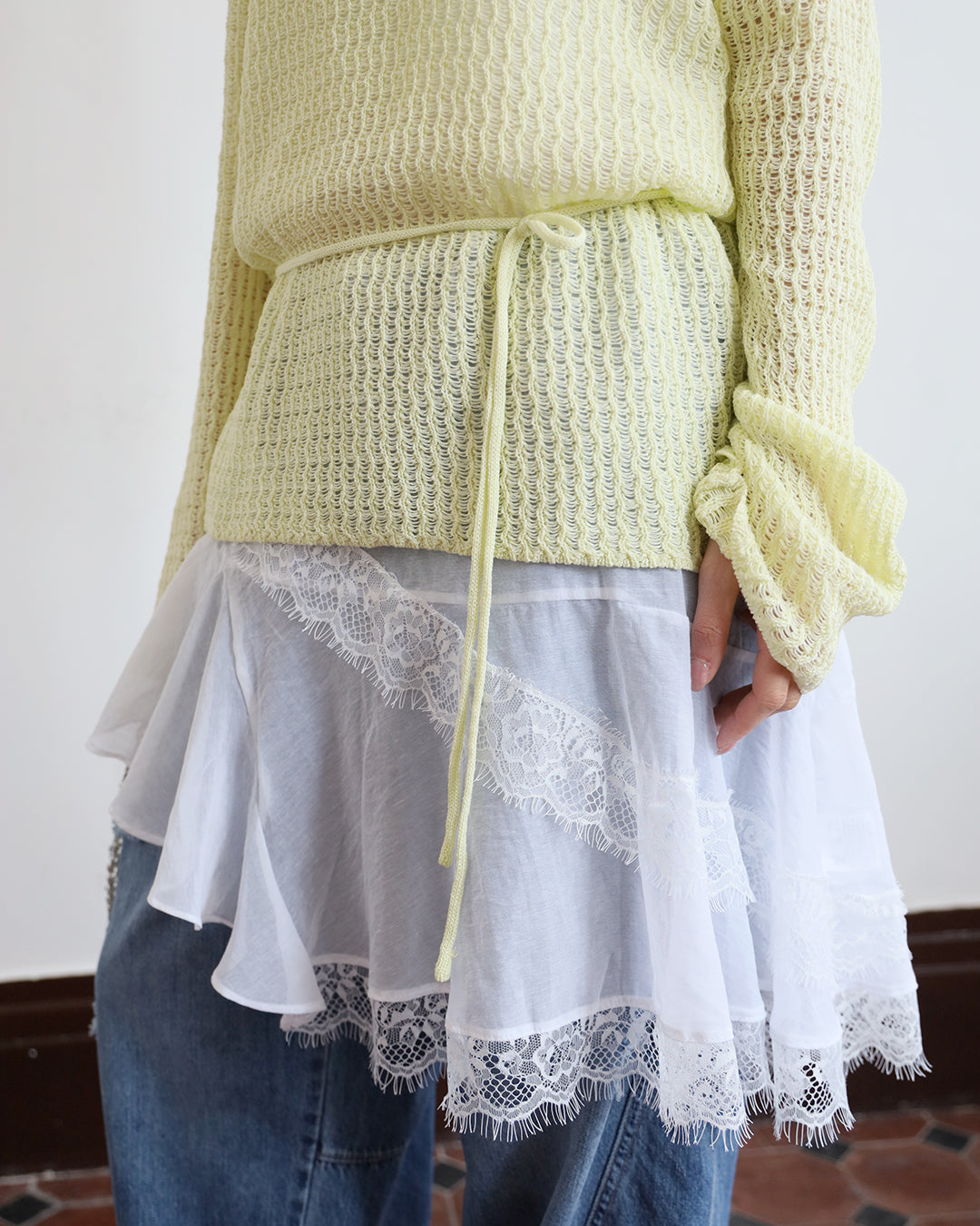 Chiffon Lace Trim Vest