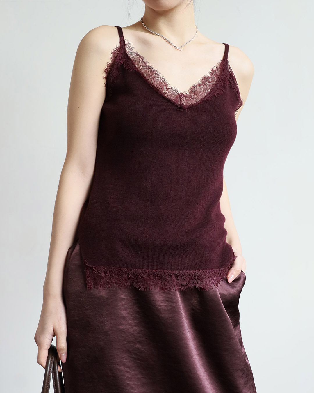 Lace Trim Knit Cami Vest (4 Colors)