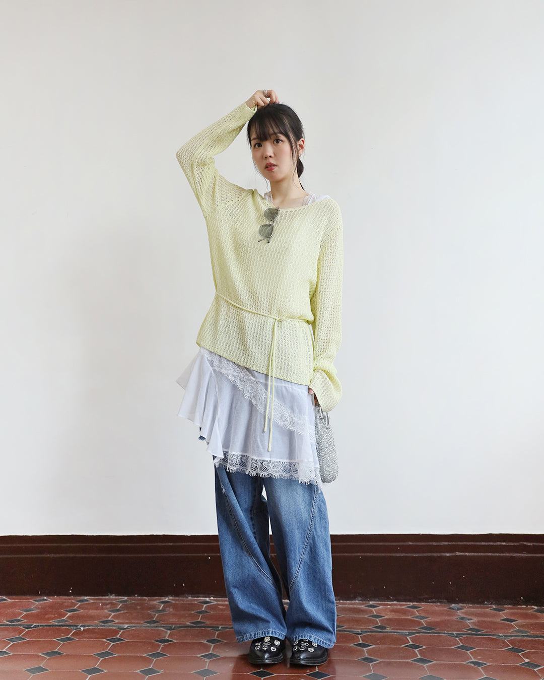 Chiffon Lace Trim Vest
