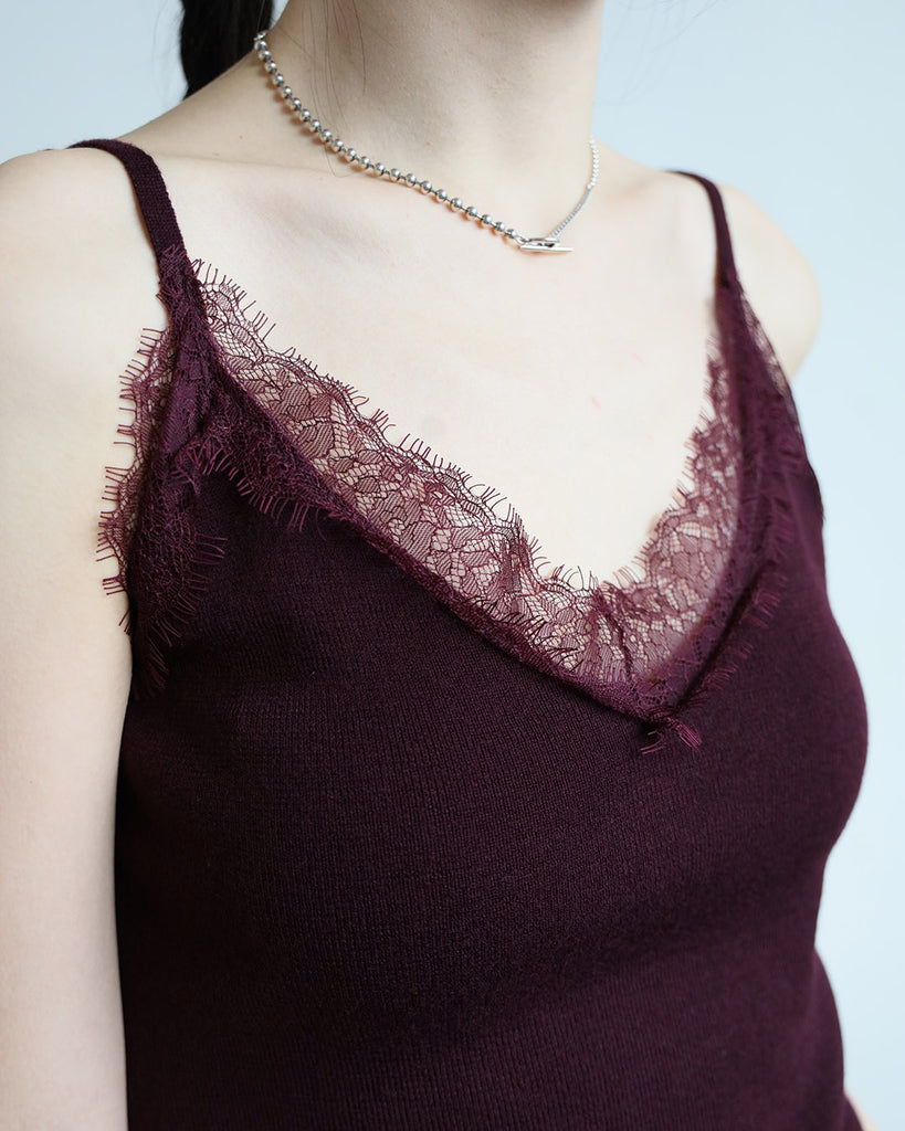 Lace Trim Knit Cami Vest (4 Colors)